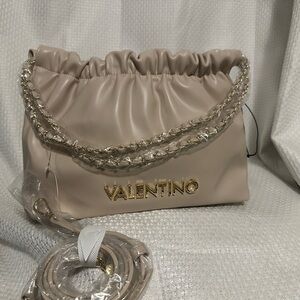 Valentino Taupe Chain Strap Shoulder Bag with straps